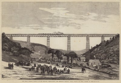 Le grand viaduc de Crumlin, sur le chemin de fer de Newport, Abergavenny et Hereford, longueur totale, 1700 pieds; hauteur, 200 pieds - English School
